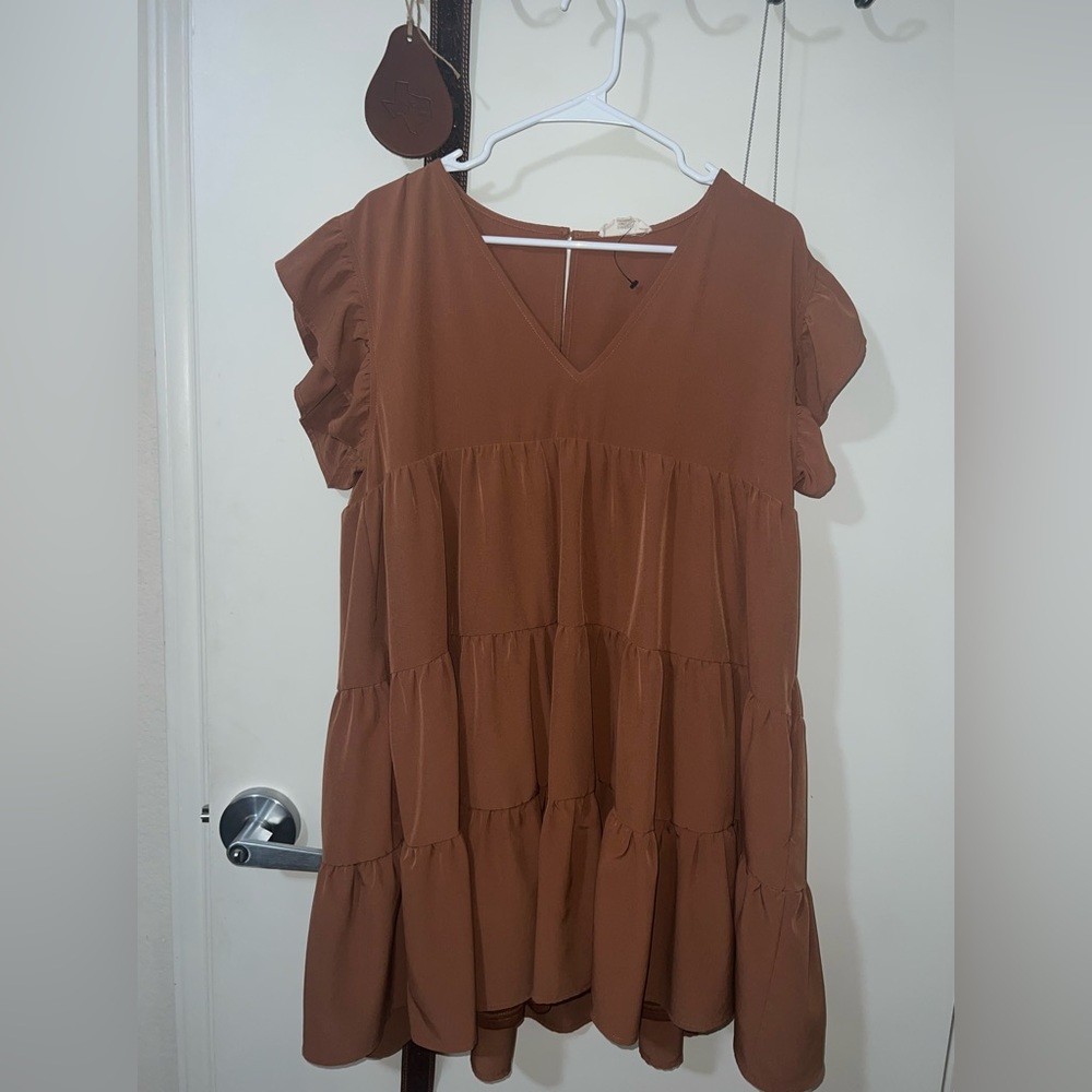 Rust Orange ruffle dress